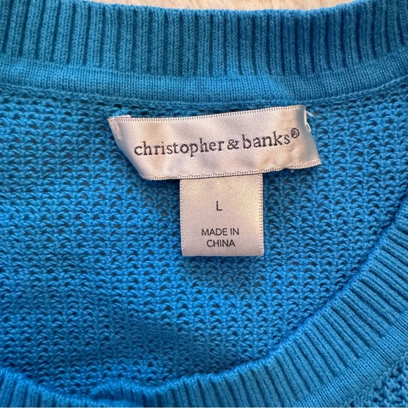 Christopher & Banks Blue Polka Dot Short-Sleeve Cardigan – Size Large grannycore - Picture 2 of 4